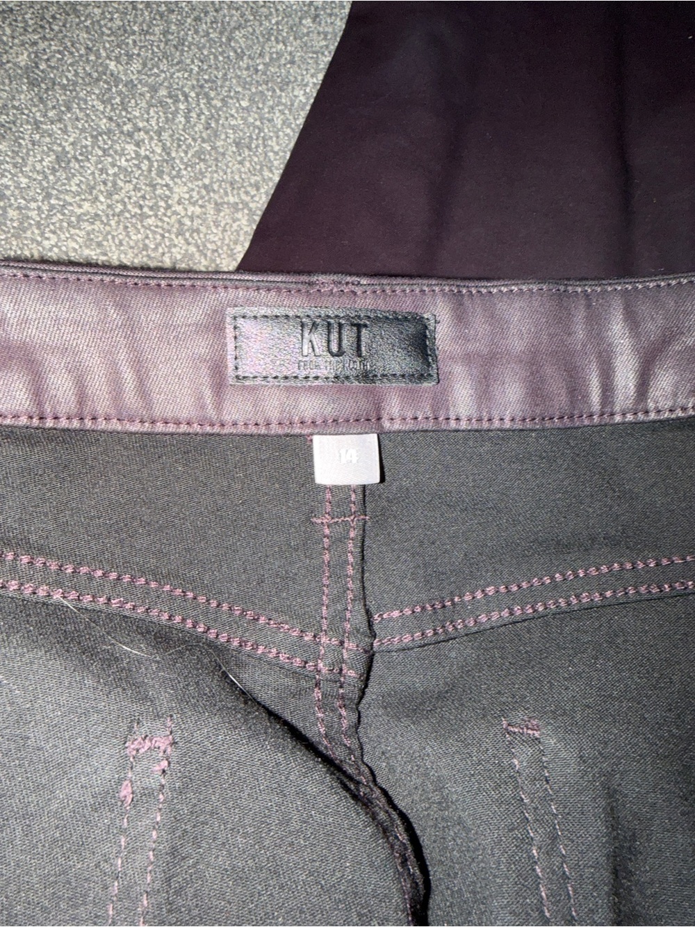 Kut from the Kloth Wide-Leg Faux Leather Pants in Deep Plum - Picture 3 of 3